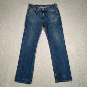 Levis Jeans Mens 34x33 Blue 514 Straight Fit Denim Casual‎ Workwear Preppy Logo